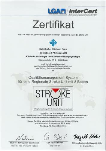 Zertifikat der Stroke Unit
